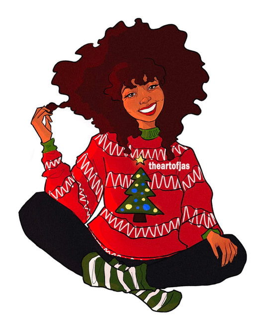 Ugly Christmas Sweater Afro (Print)